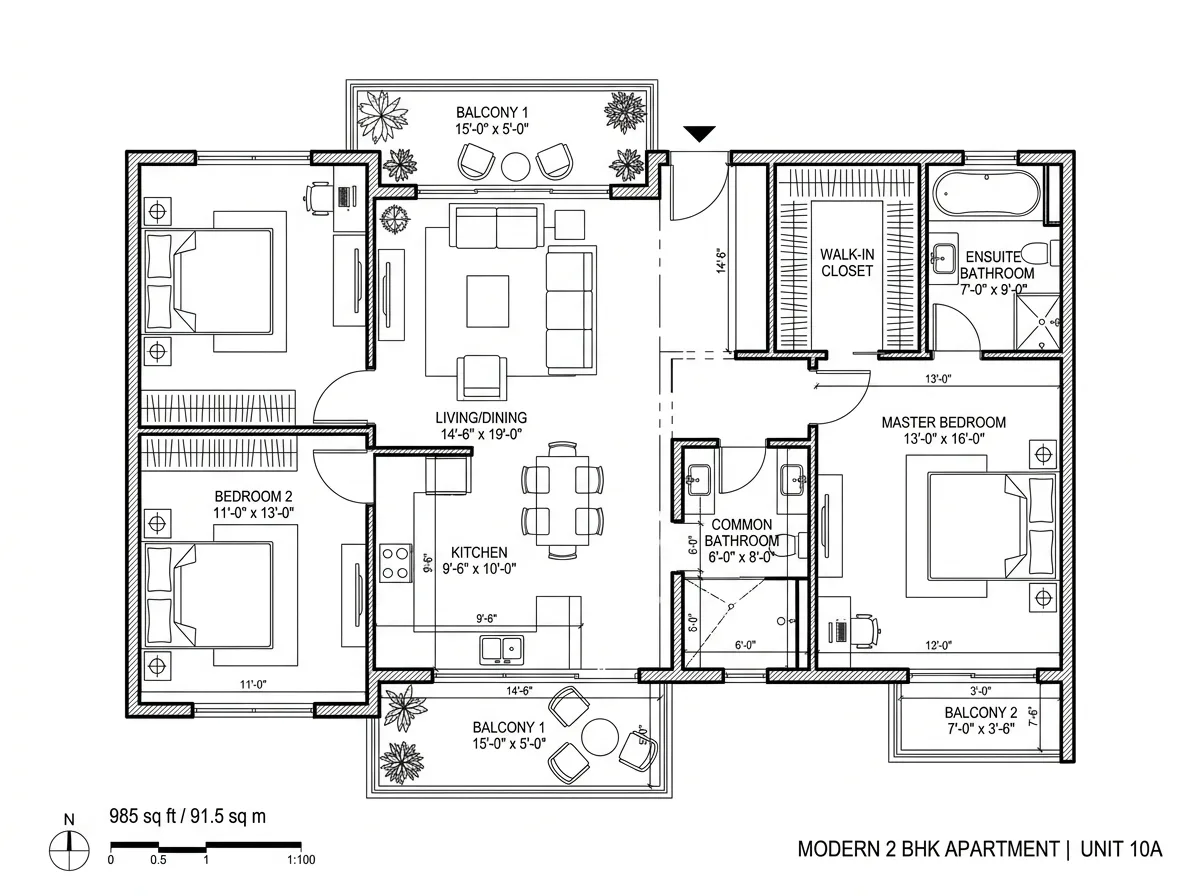 Prestige Sector 92 Gurgaon 2 BHK Layout Plan