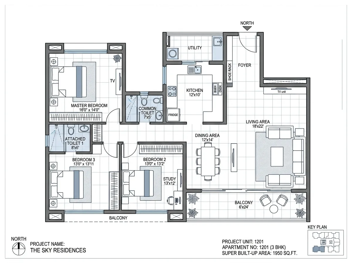 Prestige Sector 92 Gurgaon 3 BHK Layout Plan